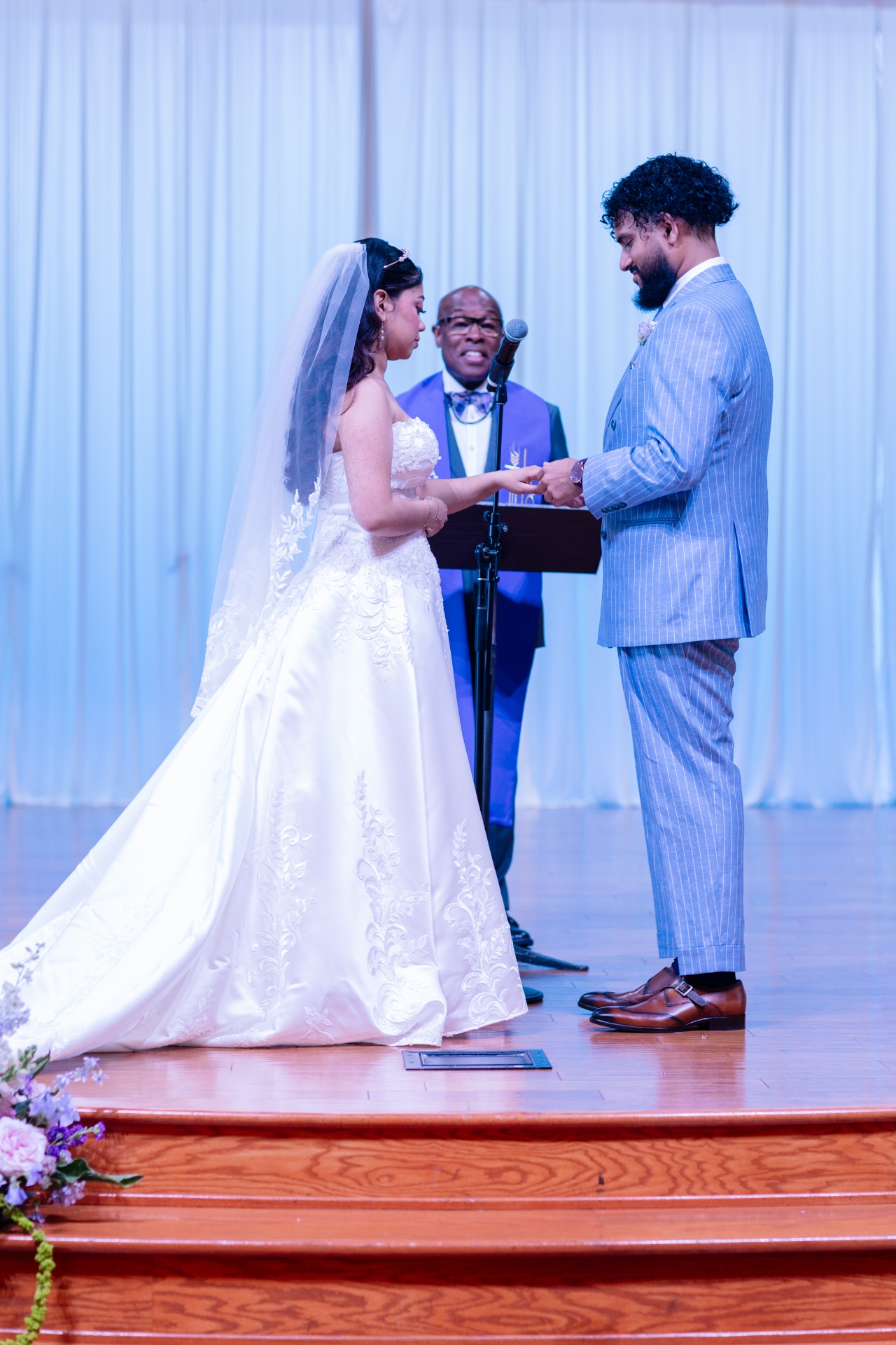 Ring exchange during wedding ceremony
